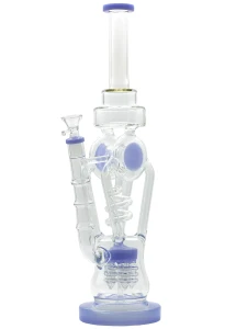 Bongo szklane Jasnoniebieskie Twisted Tower Showerhead 38cm