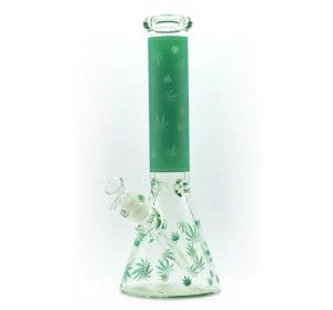 Bongo szklane Fluorescencyjne Zielone Luxury Leaf 36cm