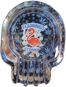 Szklana popielniczka  Flamingo Niebieska